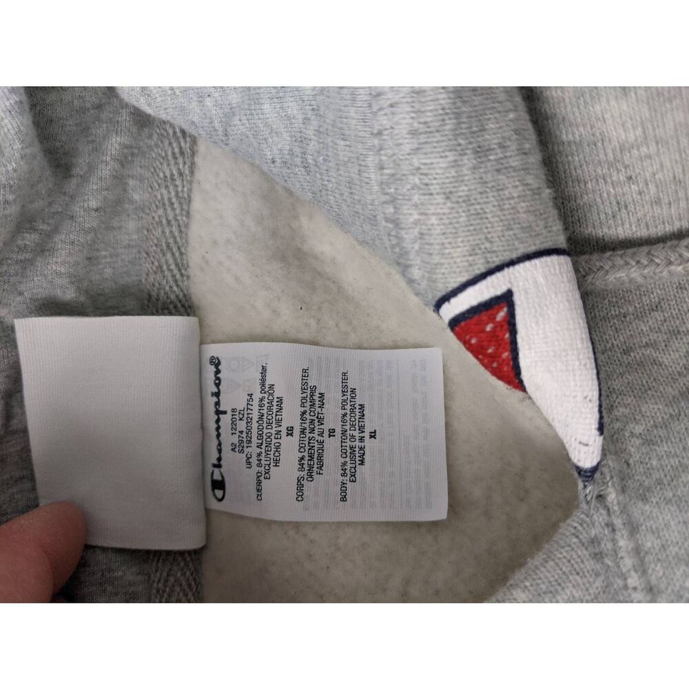 Champion Logo All Over Reverse Weave Hoodie Sweatshirt Gray XL Extra Large New R - Picture 5 of 7
